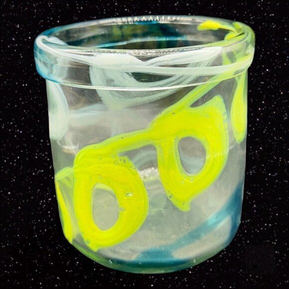 Anthropologie Art Glass Vase Planter Multicolor Glass Swirls Large 6”T 5.5”W - Picture 5 of 7